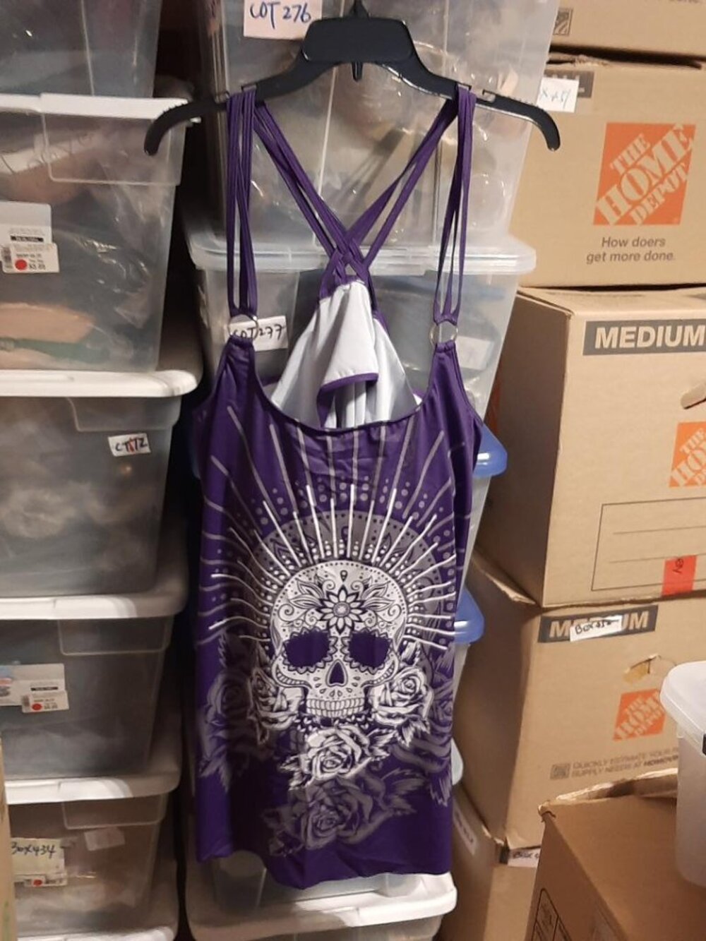 NEW ! Rosegal Women Modest Skull Rose Print Tank Purple/White Plus Size 4X